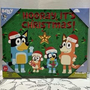 Bluey Heeler Family Hooray It’s Christmas! Wall Art 14”W x 11”H x 1.5”D